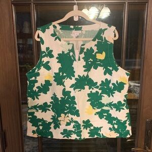 Liz Claiborne Green and Yellow Floral Blouse